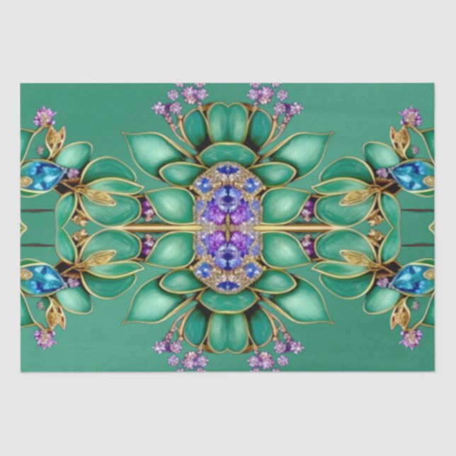 Papier Mousseline Papier de papier de tissus Feuilles verts pourpres (Recto)