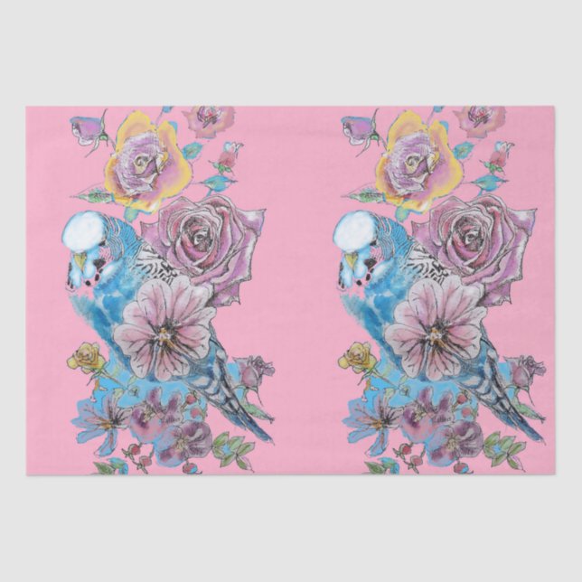 Papier Mousseline Papier de papier de tissus rose bleu bougie Rose (Recto)
