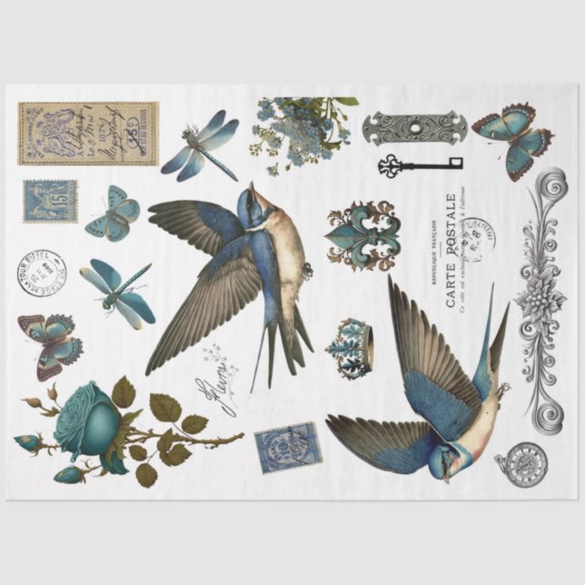 Papier Mousseline Papier de papier testé Blue Swallow (Recto)