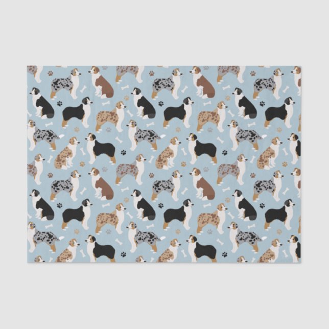 Papier Mousseline Papier de papier tissu Australian Shepherd Bones a (Recto)