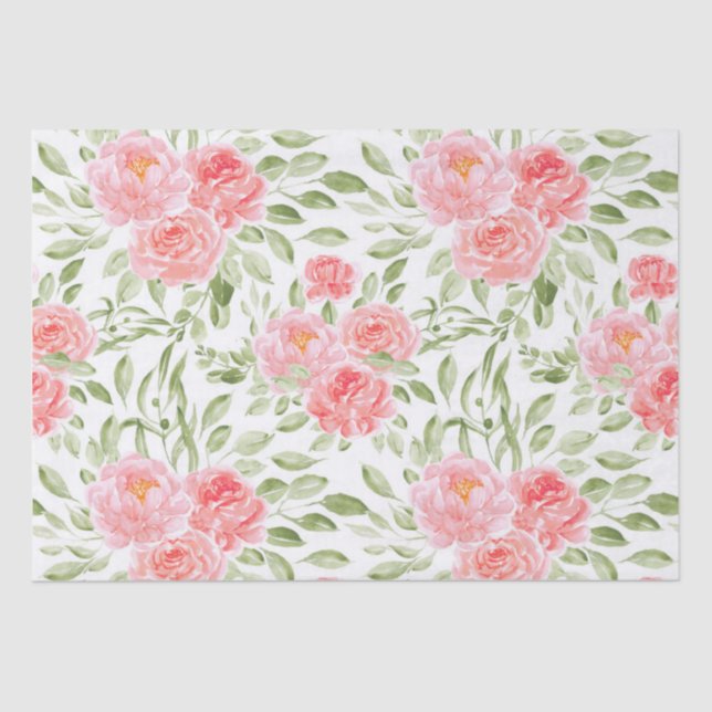 Papier Mousseline Papier de papier tissu Motif Watercolor Peony (Recto)