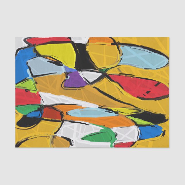 Papier Mousseline Papier de tissu Abstrait jaune (Recto)