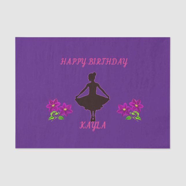 Papier Mousseline Papier de tissu Ballerina avec nom personnalisé. (Recto)