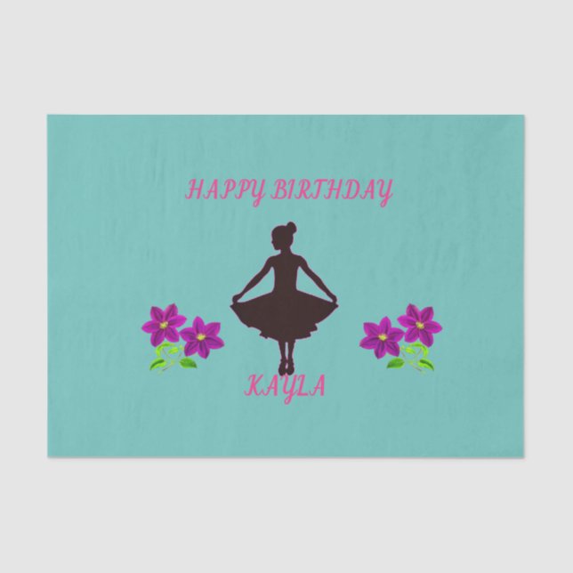 Papier Mousseline Papier de tissu Ballerina avec nom personnalisé. (Recto)