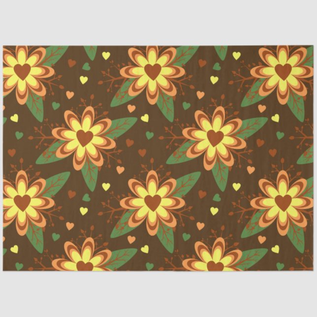 Papier Mousseline papier de tissu de coeurs de fleurs (Recto)