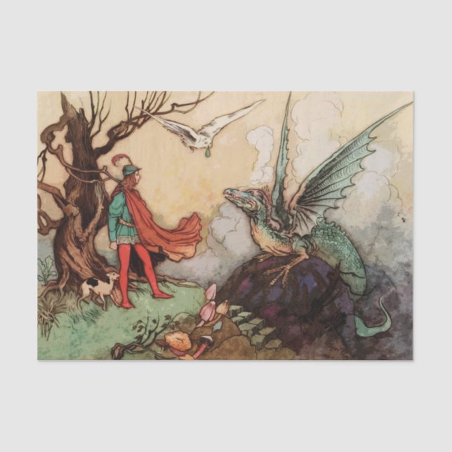 Papier Mousseline papier de tissu de conte de fées dragon (Recto)