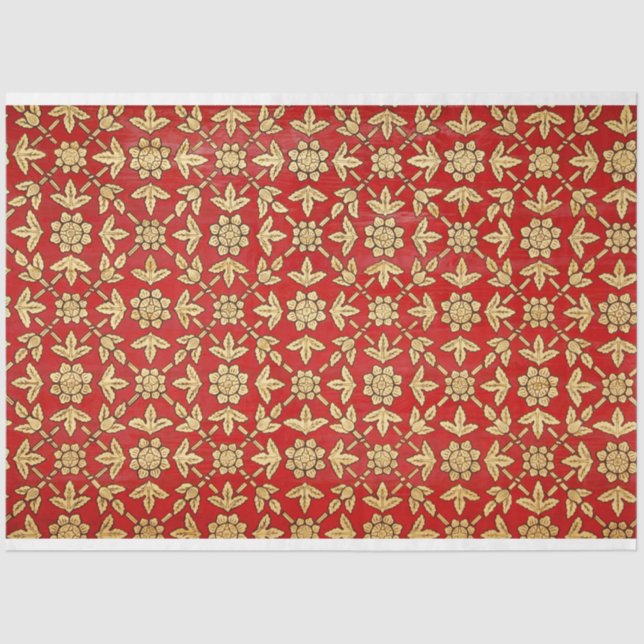 Papier Mousseline papier de tissu de fleurs dorées (Recto)