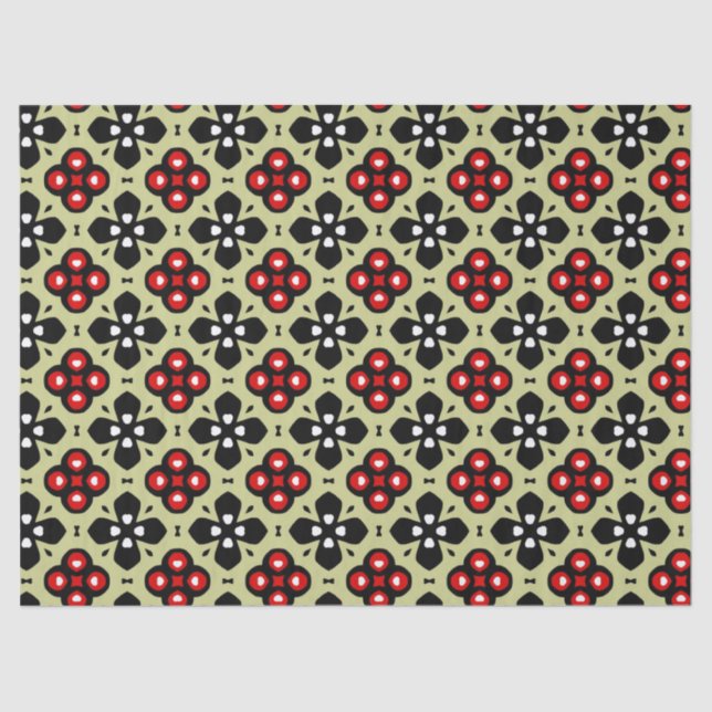 Papier Mousseline papier de tissu de fleurs géométriques (Recto)