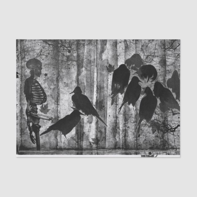 Papier Mousseline Papier de tissu de la CROW HALLOWEEN (Recto)