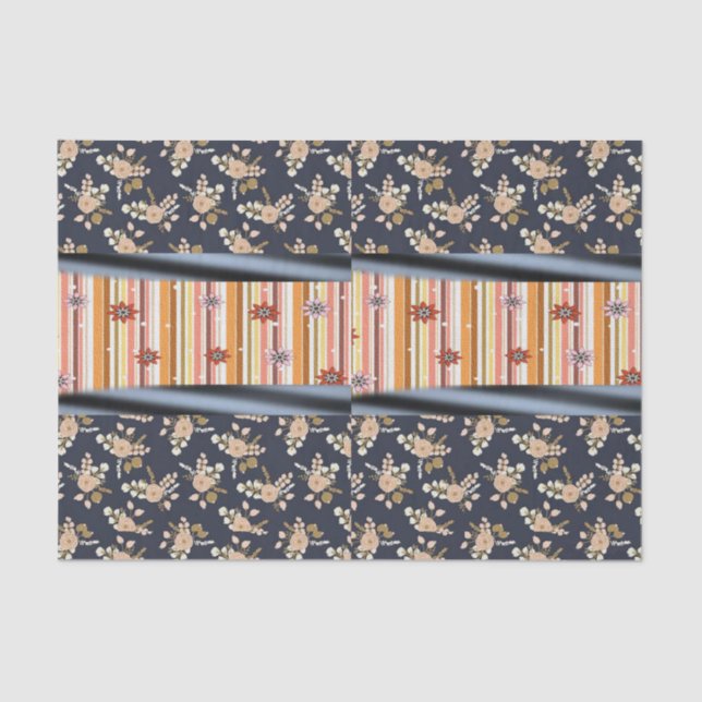 Papier Mousseline Papier de tissu décoratif Floral (Recto)