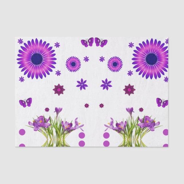 Papier Mousseline Papier de tissu décoratif floral (Recto)