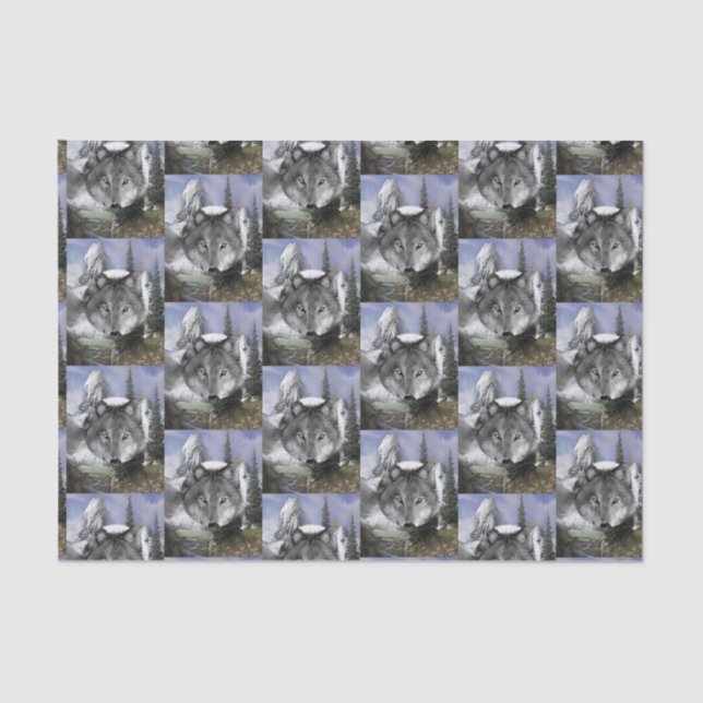 Papier Mousseline Papier de tissu décoratif Wolf (Recto)