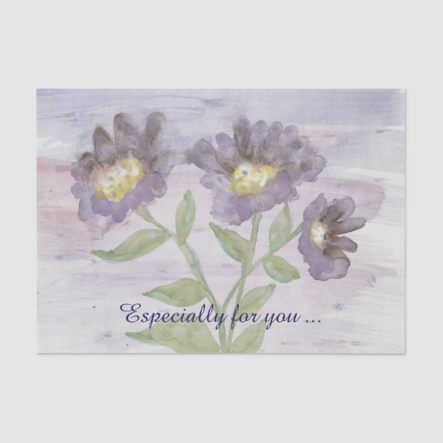 Papier Mousseline Papier de tissu Extraordinaire grandes fleurs viol (Recto)