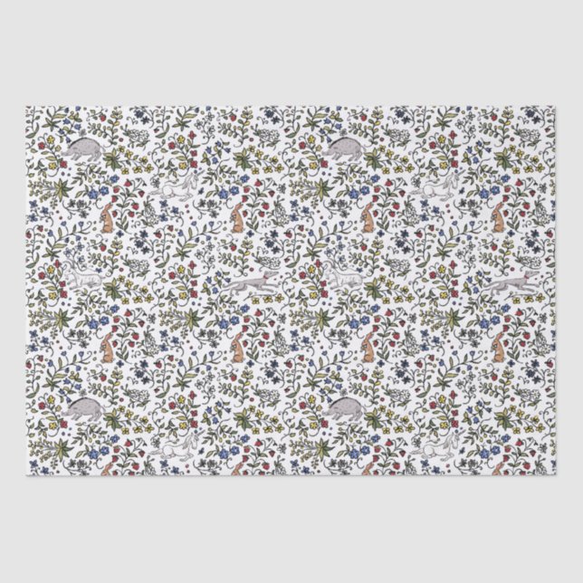 Papier Mousseline Papier de tissu millefeuille d'animaux médiévaux (Recto)