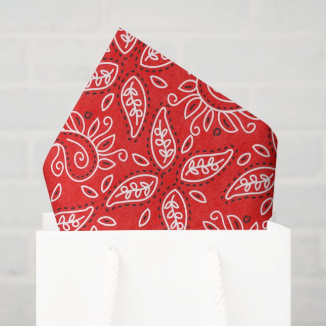 Papier Mousseline Papier de tissu motif Red Country Paisley (Sac cadeau)