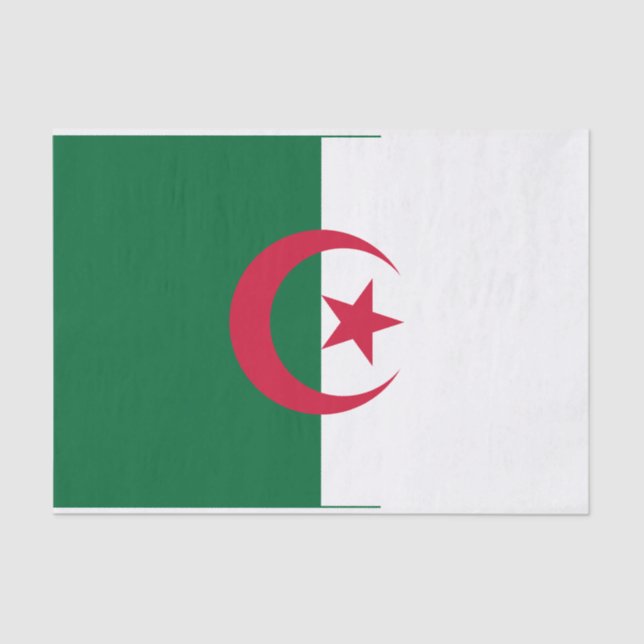 Papier Mousseline Papier de tissu patriotique avec drapeau d'Algérie (Recto)