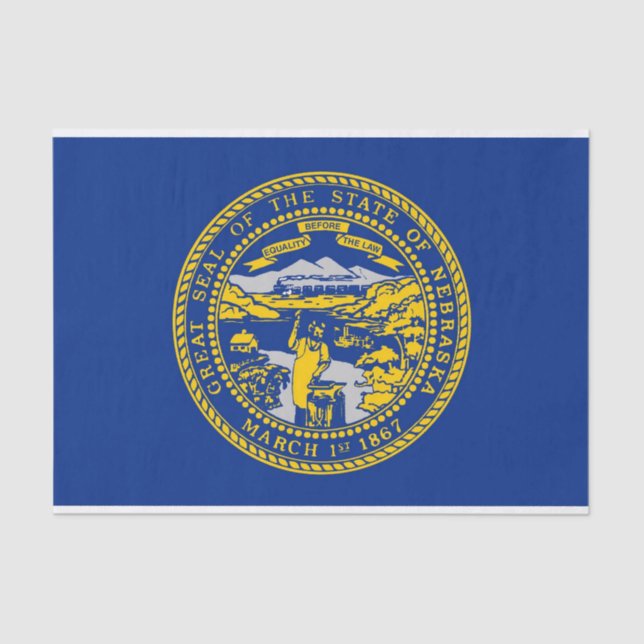 Papier Mousseline Papier de tissu patriotique avec drapeau Nebraska, (Recto)