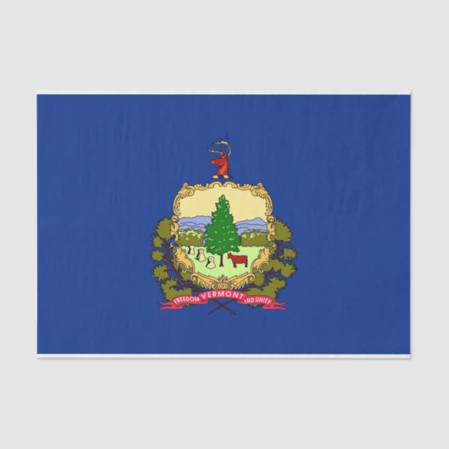 Papier Mousseline Papier de tissu patriotique avec drapeau Vermont,  (Recto)