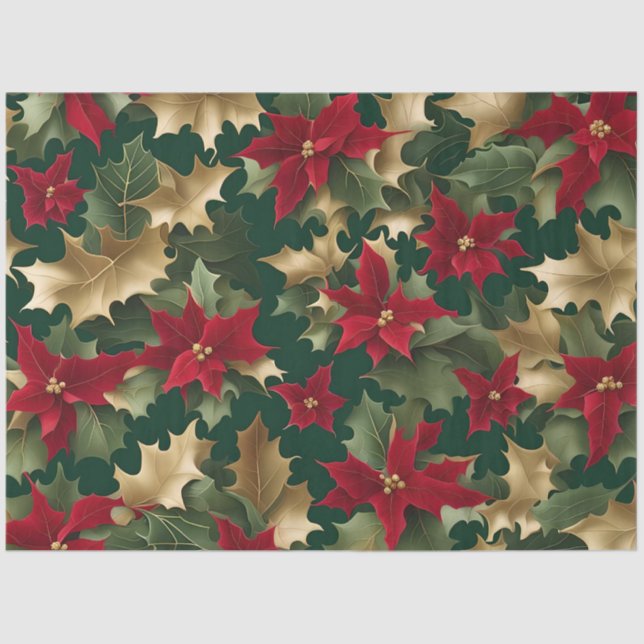 Papier Mousseline papier de tissu poinsettias galore (Recto)