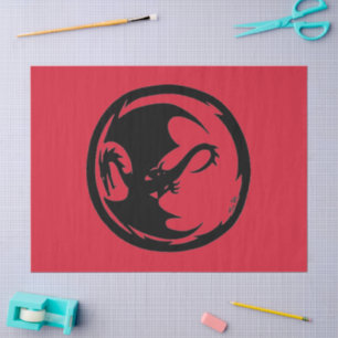 Papier Mousseline Papier de tissu rouge Black Dragon grand