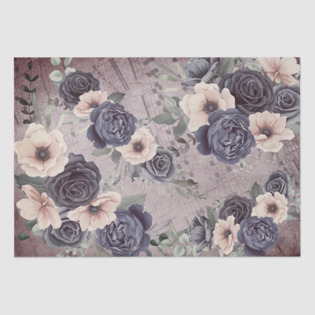 Papier Mousseline papier de tissu vintagémique et fleuri (Recto)