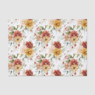 Papier Mousseline Papier de tissus (3) Petites pivoines Motifs rouge