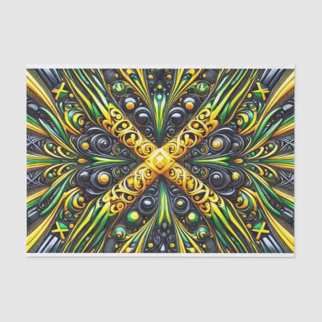 Papier Mousseline Papier de tissus avec design coloré jamaïcain (Recto)