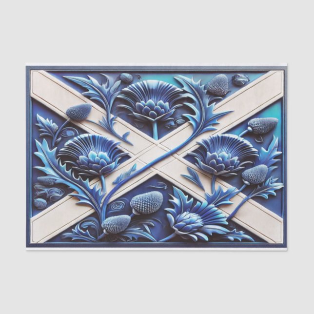 Papier Mousseline Papier de tissus avec dessin Scottish Thistles (Recto)