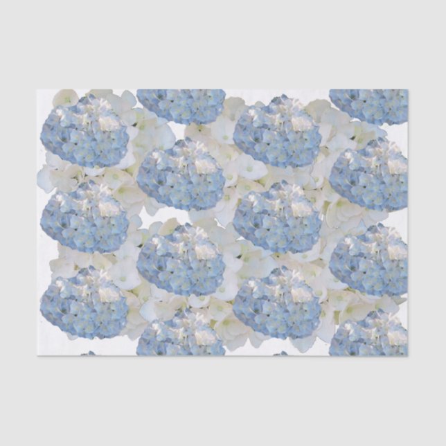 Papier Mousseline Papier de tissus bleu et blanc chic Hydrangea (Recto)