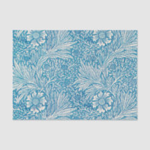 Papier de tissus bleu ivoire William Morris Floral