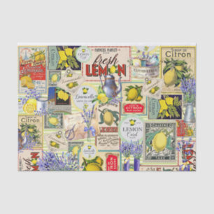 Papier Mousseline Papier de tissus citron et lavande