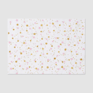 Papier Mousseline Papier de tissus Confetti rose et or Stars