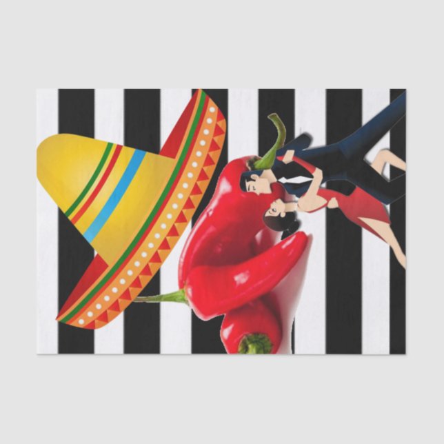 Papier Mousseline Papier de tissus Danseurs mexicains Black Stripe (Recto)