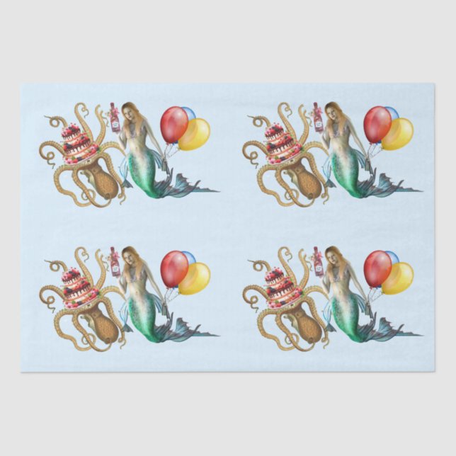 Papier Mousseline Papier de tissus de sirène et de pieuvre (Recto)