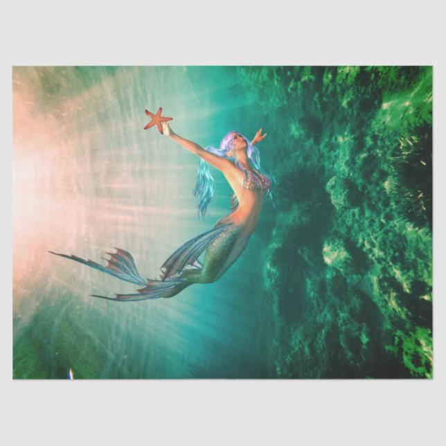 Papier Mousseline Papier de tissus de sirène et de poisson de mer (Recto)