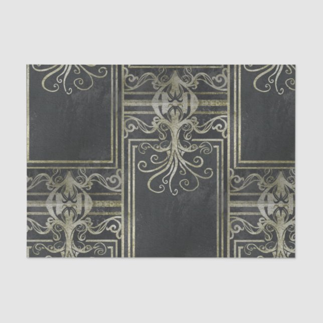 Papier Mousseline Papier de tissus d'Eldrich (noir et or) (Recto)