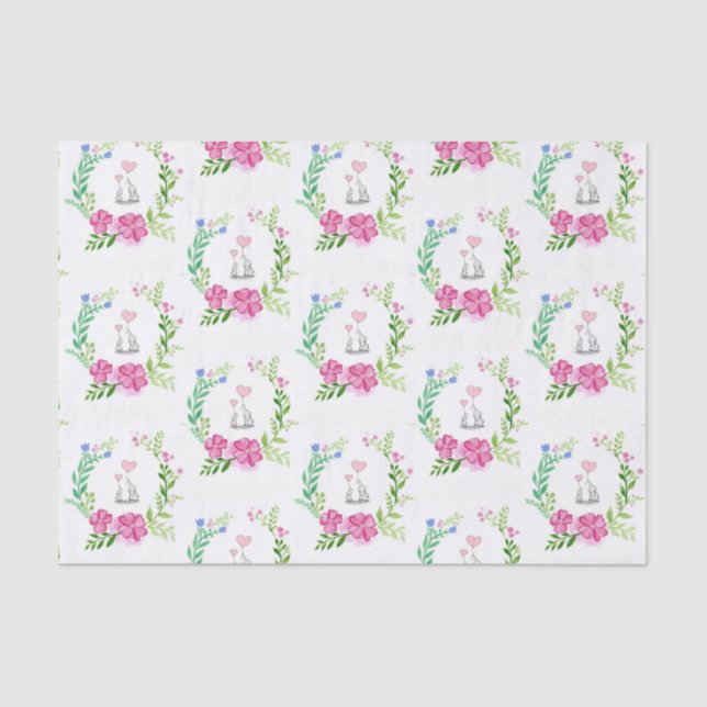 Papier Mousseline Papier de tissus Eléphant floral (Recto)