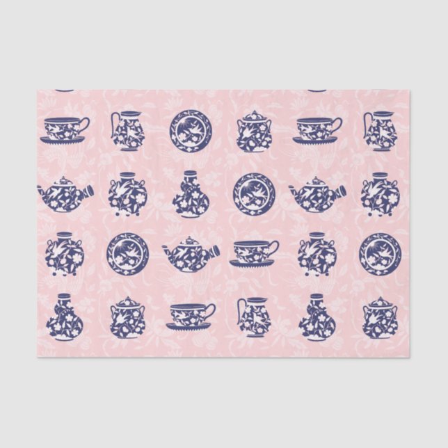 Papier Mousseline Papier de tissus en porcelaine bleu chinois (Recto)