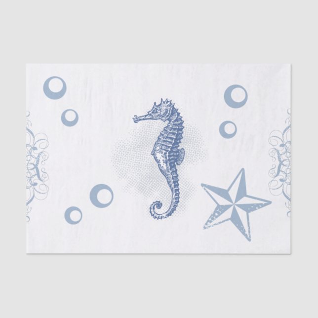 Papier Mousseline Papier de tissus Enveloppement Seahorse Ocean Beac (Recto)