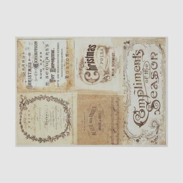 Papier Mousseline Papier de tissus Ephemera de Noël (Recto)