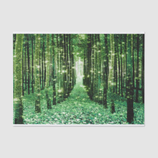 Papier Mousseline Papier de tissus Forêt magique Mystère verte