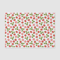 Papier de tissus fraises - Blanc