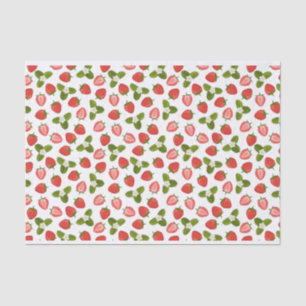 Papier Mousseline Papier de tissus fraises - Blanc