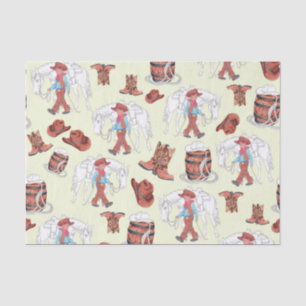 Papier Mousseline Papier de tissus Jeune Cowboy et Cheval