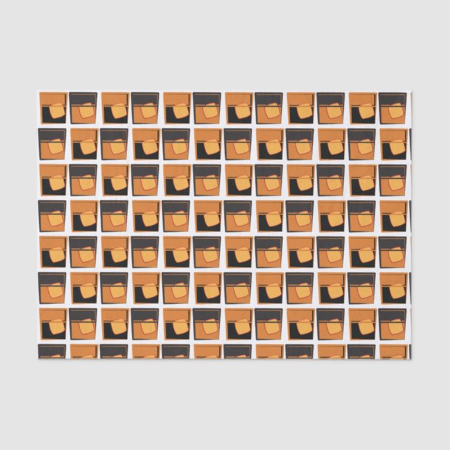 Papier Mousseline Papier de tissus - Lunettes de whisky or et noir (Recto)