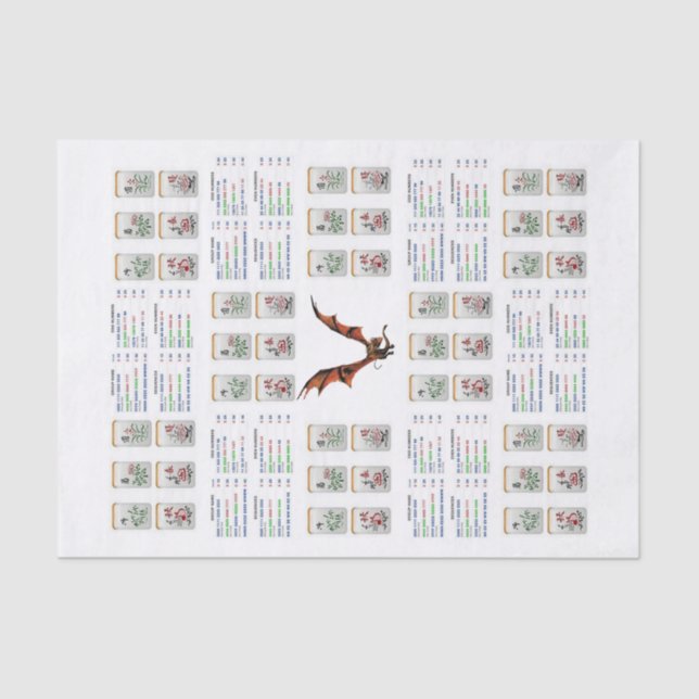 Papier Mousseline Papier de tissus Mahjong Dragon (Recto)