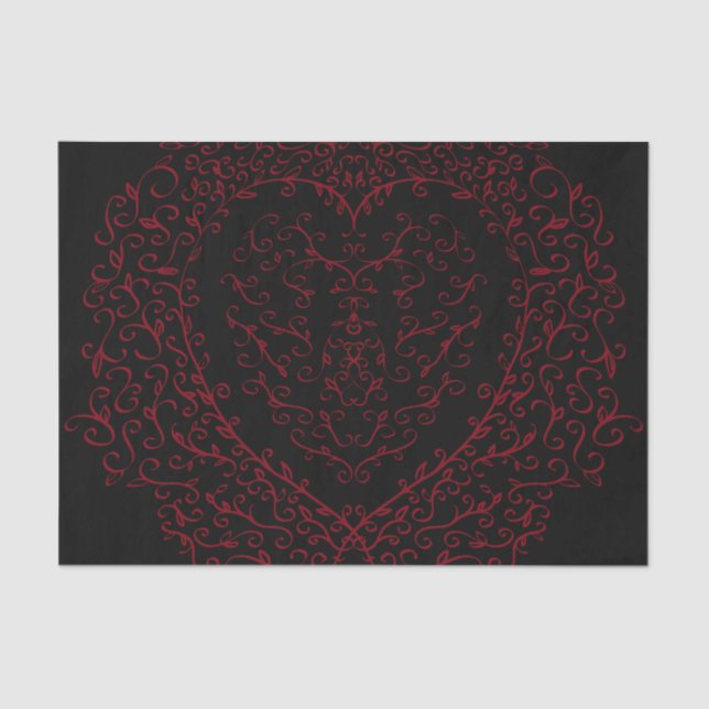Papier Mousseline Papier de tissus Mariage gothique rouge et noir (Recto)