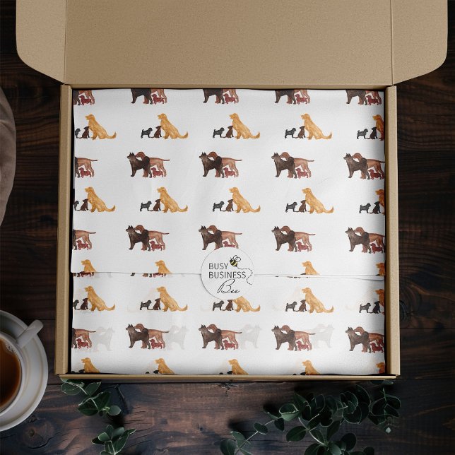 Papier Mousseline Papier de tissus Motif de chien aquarelle (Logo branded tissue paper by Busy Business Bee)