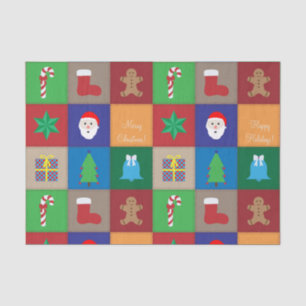 Papier Mousseline Papier de tissus Motif de Noël - Coloré