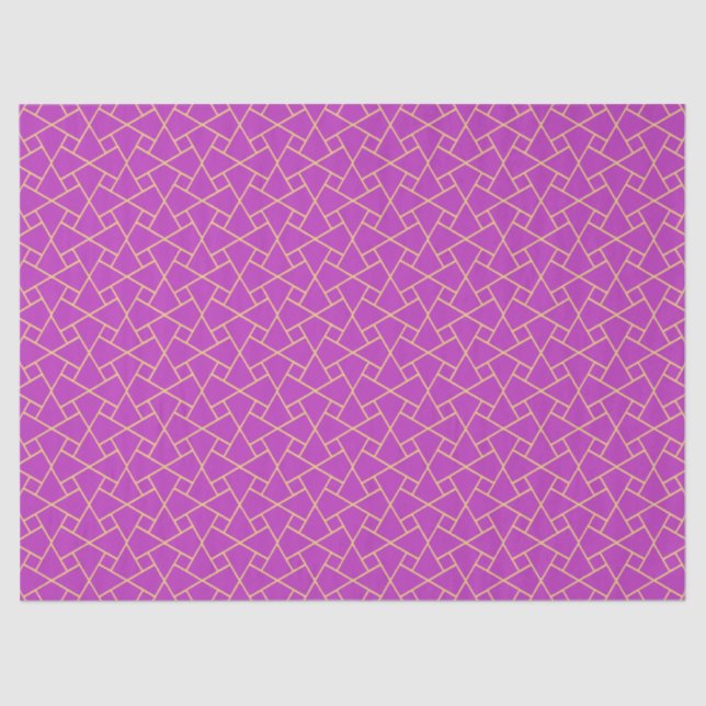 Papier Mousseline Papier de tissus Motif islamique violet et or (Recto)